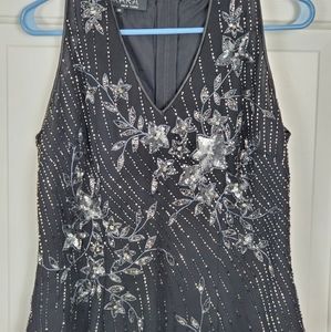 Beaded and Sequined Black Tank Top